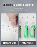 Uniclife 20 Position Key Cabinet with Combination Lock Resettable White Digital Security Storage Box Steel Key Organizer with Colorful Key Tag Labels Stickers and Hooks - Image 6