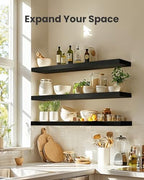 Amada 23.6" Floating Shelves for Wall Decor & Storage, Set of 3, Black - Image 6