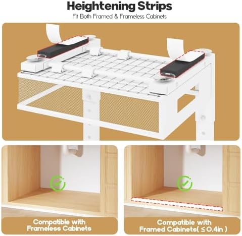 Under Sink Organizer, 2-Tier Dual Pull Out Cabinet Organizer Drawers With Smooth Circular Rail, Large Capacity Metal Mesh Sliding Shelves For Bathroom& Kitchen Storage,Height Adjustable–White,1 Pack - Image 5