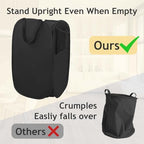 Upgraded Polyester Pop-up Laundry Hamper 2 Pack, 70L(18.5 Gal) Laundry Basket with Durable Handles Solid Bottom High Carbon Steel Frame and Side Pocket, Easy to Open Fold Flat for Storage - Image 5