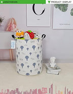Round Laundry Basket Collapsible Storage Hamper Blue Balloon - Image 3