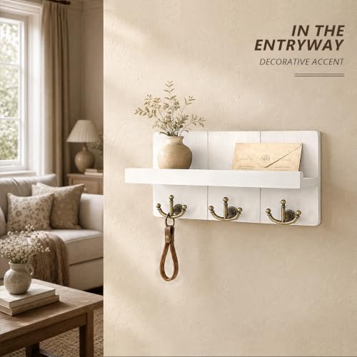 Rebee Vision Key Holder Wall Mount with 3 Anchor Hooks for Entryway, White - Image 5