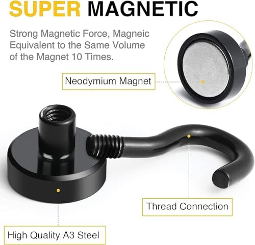 DIYMAG Magnetic Hooks 200pcs 30lbs Cruise Essentials 2026 Magnet Hook Black - Image 5