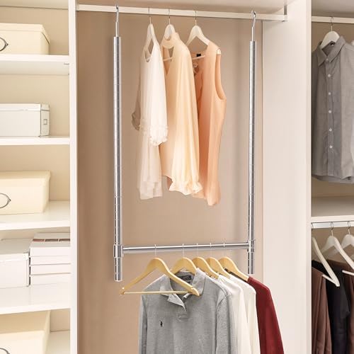Simple Houseware Adjustable Closet Hanging Rod, Chrome - Image 5
