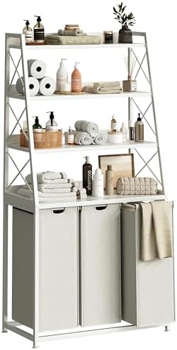 Herture 3 Section Laundry Hamper Laundry Basket with 4 Tiers Shelf by Herture
