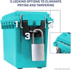 Sheffield 12633 Ammo Storage Box, Stackable .30 Cal Field Boxes, Water and Dust Resistant, Lockable Storage Box with Handle, Secures Hunting Gear, Supplies, and Bullets, Made in USA, Teal,(Pack of 6) - Image 5