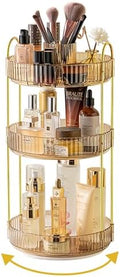 Asayuee 360 Rotating Makeup Organizer,3 Tier Large Capacity Make Up Organizers and Storage,Skincare Perfume Vanity Organizers,Bathroom Cosmetics Storage Organizer Countertop(Gold) by Asayuee