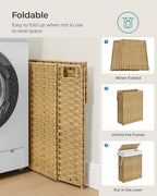 SONGMICS Laundry Hamper with Lid, 14.5 Gal (55 L) Synthetic Rattan,Foldable - Image 6
