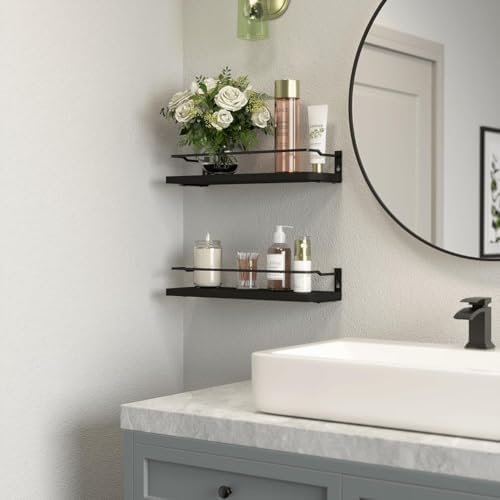 RICHER HOUSE Floating Shelves Bathroom, Small Wall Shelf Over Toilet 2 Set - Image 6