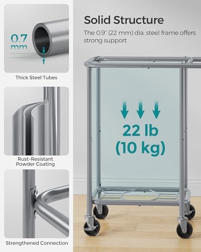 SONGMICS Laundry Basket with Wheels, 1-Section, 23.8 Gallons (90 L) - Image 5