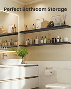 Amada 47.2" Floating Shelves for Wall Decor & Storage, Set of 3, Black - Image 6