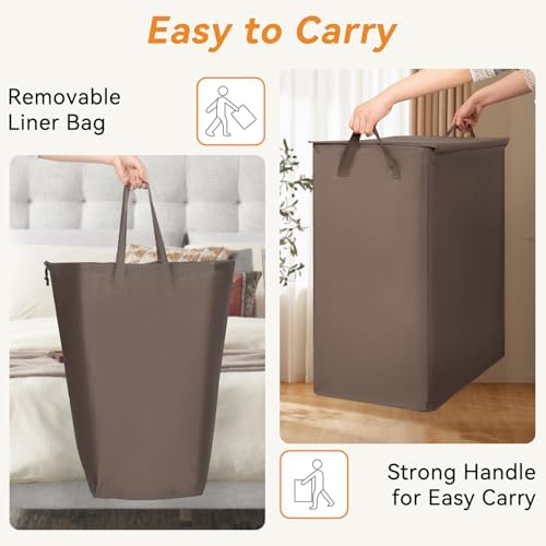 Chrislley Double Laundry Hamper with Lid, 140L Laundry Basket 2 Section - Image 6