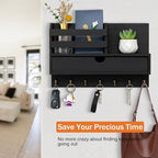dreampossible Key and Mail Holder for Wall, Mail Organizer Wall Mount with 7 Hooks and Storage Drawer, Wooden Key Rack Hanger with Shelf for Entryway and Home Decor - Image 6