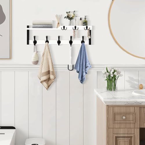 dreampossible 4 in 1 Coat Rack Wall Mount with Shelf, Coat Hooks 25.2" Entryway Coat Hanger with Key Hooks and Mail Holder, Wall Hooks with Shelf, Hat Rack for Wall Key Holder Mail Organizer - Image 5