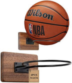 Basketball Holder Wall Mount, Solid Wood Ball Holder for Storage Soccer Volleyball Football Autograph Ball Metal, Basketball Rack Display for Boys Sports Accessories Organizer & Wall Decor by Rovarahoom