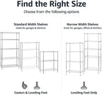 Amazon Basics 4-Shelf Adjustable Storage Shelving Unit for Garage, Steel Wire Rack, 200 Pound Loading Capacity per Shelf, 13.4"D x 23.2"W x 48"H, Chrome - Image 6
