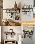lucdnc Key Holder for Wall Mounted with Tray, 7 Hooks & Wood Shelf - Image 6