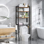Aduanbang 4 Tier Over The Toilet Storage Rack, Bathroom Organizer Shelf with Basket, Adjustable Shelves, Freestanding Space Saver for Small Bathrooms by Aduanbang