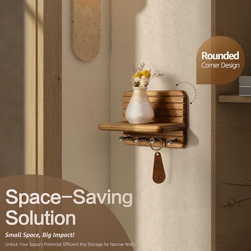 Rebee Vision Small Key Holder Wall Mount with 4 Hooks for Entryway, Yellow - Image 3