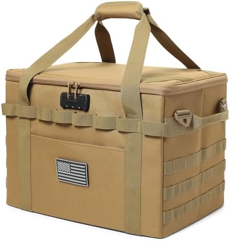 Tactical Camping Storage Bag - 38L Utility Tote Bag Organizer with Combination Lock and Shoulder Strap by Lemubeane