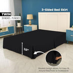 Twin Bed Skirt, Hides Under-Bed Storage 15 Inch Drop, Pleated, Black - Image 2