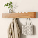 Wooden Wall Mounted Coat Rack with Shelf and Hidden Metal Hooks by VERASCOT
