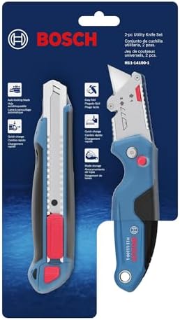Bosch H11-14100-1 2-Piece Utility Knife Set | Folding and Snap-Off Knives with Robust Design, Integrated Blade Storage, and Belt Clip - Includes 4 Blades - Image 4