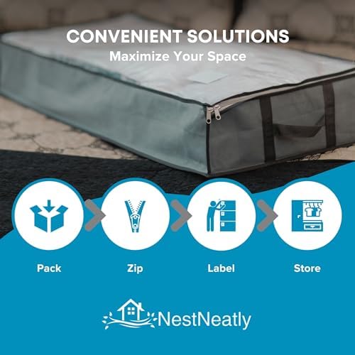 SmartCube Underbed Storage Bag 3 Large Under-the-Bed Storage Bins with Reinforced Handles Foldable Under-Bed Storage Bags and Containers by NestNeatly | Large Containers with Reinforced Handles, Foldable Underbed Storage Organizer for Clothing, Blanket... - Image 3