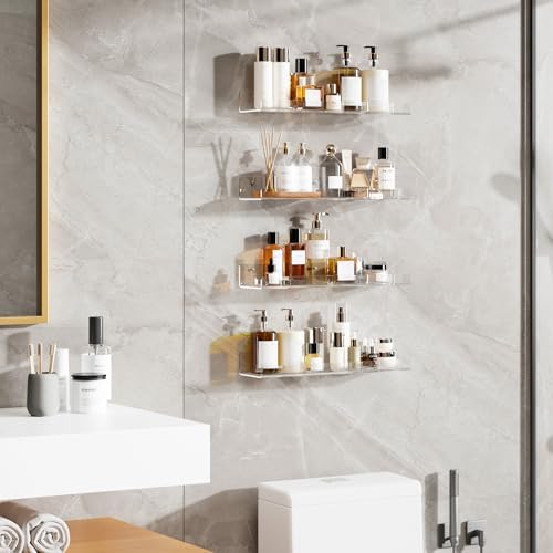 Dooiclear 4 Pack Floating Shelves for Wall, 15" Clear Floating Wall Shelf - Image 2