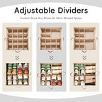 Shoe Organizer for Closet, 3 Pack Shoe Storage Bins with Clear Cover, Adjustable Dividers Fits 24-48 Pairs, Beige - Image 4