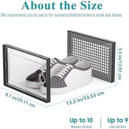 Kuject 12 Pack Large Shoe Boxes, Clear Stackable Containers with Lids,Black - Image 2