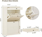 Wooden Shoe Rack with 2 Flip Drawers, Entryway Shoe Storage Cabinet - Image 2