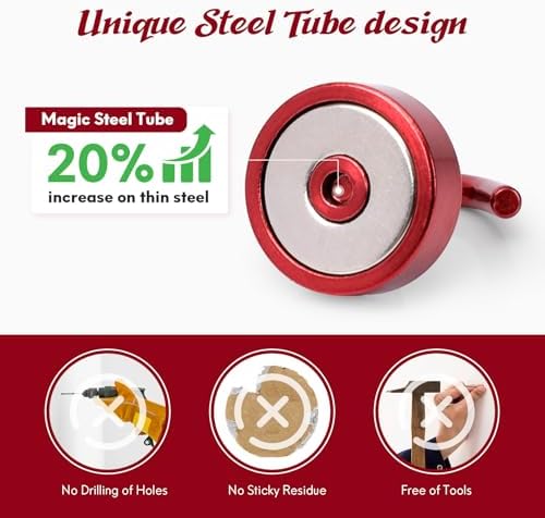 Neosmuk Magnetic Hooks Steel Tube Design for Cruise,40lb+ Red,10 Pack - Image 3