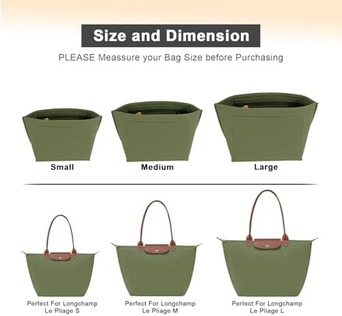 LOUKAYCCI Felt Purse Organizer Insert for Longchamp Le Pliage L Handbag Insert (Large,Forest Green) - Image 4