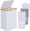 efluky Laundry Hamper 3 Section with lid and 3 Removable Bags, White by efluky