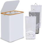 efluky Laundry Hamper 3 Section with lid and 3 Removable Bags, White by efluky