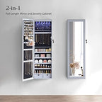 SONGMICS 6 LEDs Mirror Jewelry Cabinet, 47.2-Inch Tall, Lockable - Image 3
