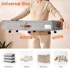 6 Inches Under Bed Storage with Wheels Pack of 2, Underbed Shoe Storage Container Bin with Clear Lid Cover, Rolling Under Bed Drawer Bag Basket for Shoe Organizer Sheet Sweater - Grey - Image 2