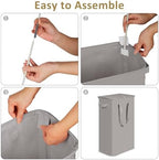 efluky Slim Laundry Basket with Lid, Narrow Laundry Hamper with Handles, Collapsible Dirty Clothes Hamper, Tall Laundry Bin for Laundry Room, Dorm and Bedroom, 55L Grey - Image 4