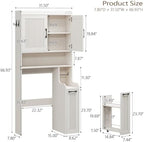 Halitaa Over The Toilet Storage Cabinet with Pulley, Space Saver Fluted Bathroom Organizer with Open Shelves, Anti-Tipping, Toilet Paper Holder Stand Toilet Rack for Bathroom, Laundry（White） - Image 2
