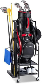 FHXZH Golf Bag Storage Garage Organizer - Golf Bag Stand with Wheels by FHXZH