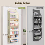 LAMU Over the Door Organizer, Large Capacity Behind the Door Storage with Clear PVC Windows, Heavy Duty Stuffed Animal Storage for Dorm Nursery Bedroom Closet Bathroom Pantry Shoes, 4 Tier Cream White - Image 6