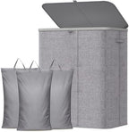 Lifewit 185L 3 Section Laundry Hamper with Lid, Laundry Basket, Light Gray by Lifewit