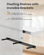 Amada 47.2" Floating Shelves for Wall Decor & Storage, Set of 3, White - Image 7