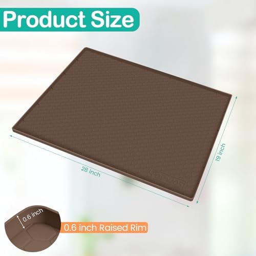 Silicone Under Sink Mat, 28"x19", Waterproof Cabinet Liner, Brown - Image 2