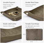 UnionBasic Small Valet Tray, Jewelry Tray for Rings Watches Earrings, Entryway Catchall Caddy for Coins Keys Change, Nightstand Bedside Valet Holder, Trays for Electronic Gadgets, Woven Tobacco Brown - Image 2