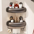 CICUFY Shower Caddy Suction Cup, 2 Pack No Drilling Corner Shower Shelves, Rust Proof Bathroom Storage Organizer, Shower Corner Caddy with Removable Hooks and Towel Bar, Triangle, Grey by CICUFYOfficial