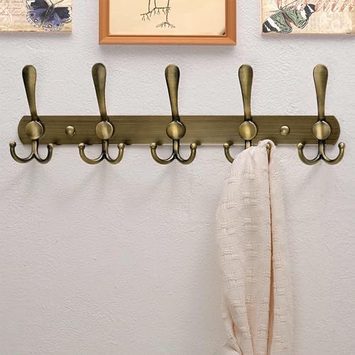 Dseap Coat Rack Wall Mounted - 5 Tri Hooks, Heavy Duty, Stainless Steel, Metal Coat Hook Rail for Coat Hat Towel Purse Robes Mudroom Bathroom Entryway,Bronze - Image 6