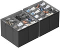 SUOCO 2 Pack Shoe Organizer for Closet, Fits up to 32 Pairs, Small Space Shoe Storage Boxes Bins Containers w/Adjustable Dividers and Clear Top, Grey by SUOCO