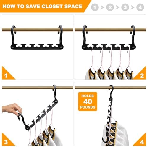 12-Pack-Closet-Organizers-and-Storage,Clothes-Organizer-Hangers for Heavy Clothes Sturdy Home Closet Organization and Storage,College-Dorm-Room-Essentials for Girls,Cloth-Storages-Space-Saving-Hangers - Image 4